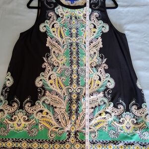 Apt. 9 Black and Green Paisley Top